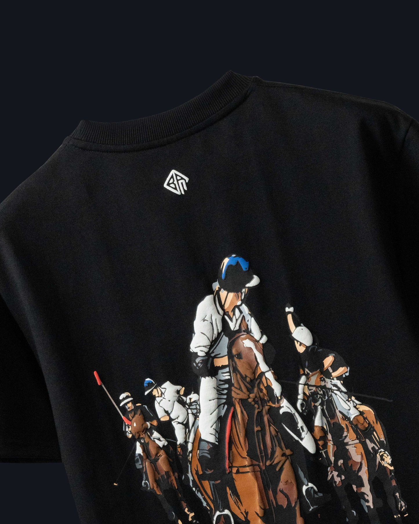 BLACK JOCKEY SHADDLE T SHIRT